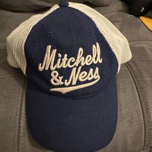 Mitchell & Ness Navy and Cream Knit Cap